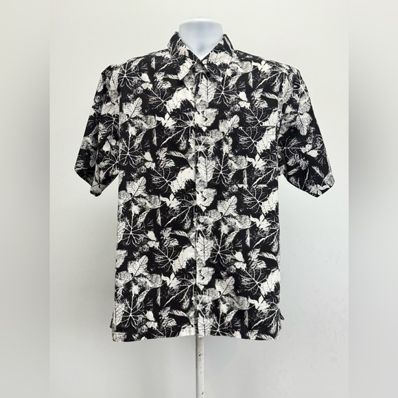 LUKA PANDORA Black and White leaf print Casual Button Down Shirt size L - Picture 5 of 12